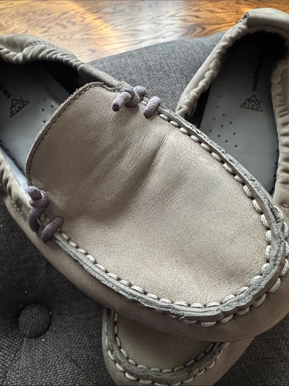 Hush Puppies HPO2 Flex- Taupe Suede Elastic-Back Driving Loafers 9.5 Women’s